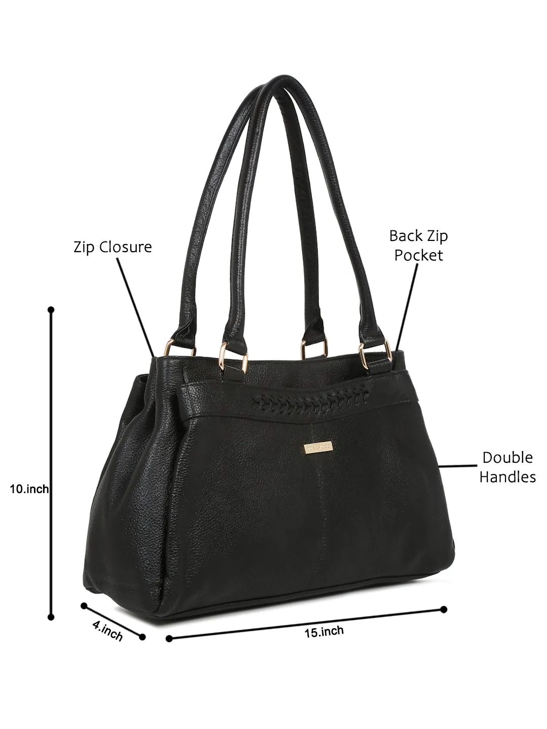 Women Black Leather Handheld bag