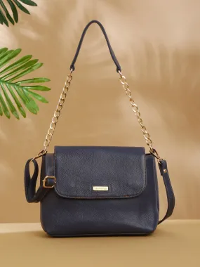 Women Blue Texture Leather Sling Bag- Clearance sale