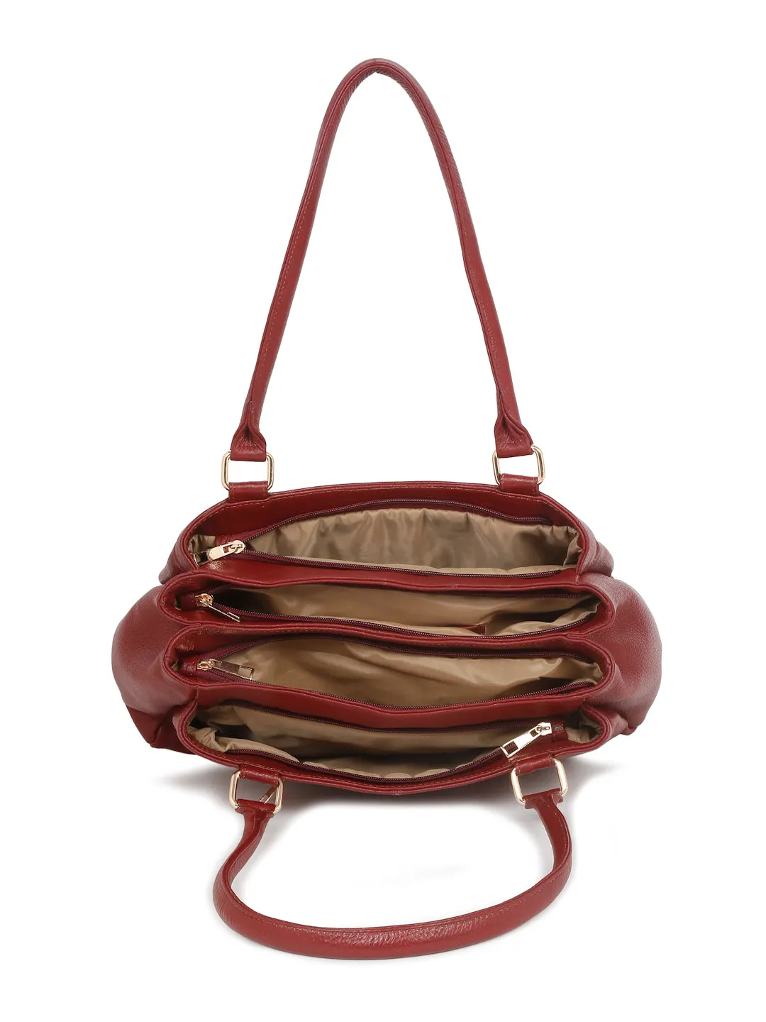 Women Red Leather Handheld bag