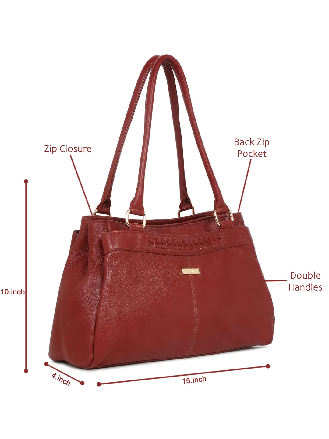 Women Red Leather Handheld bag