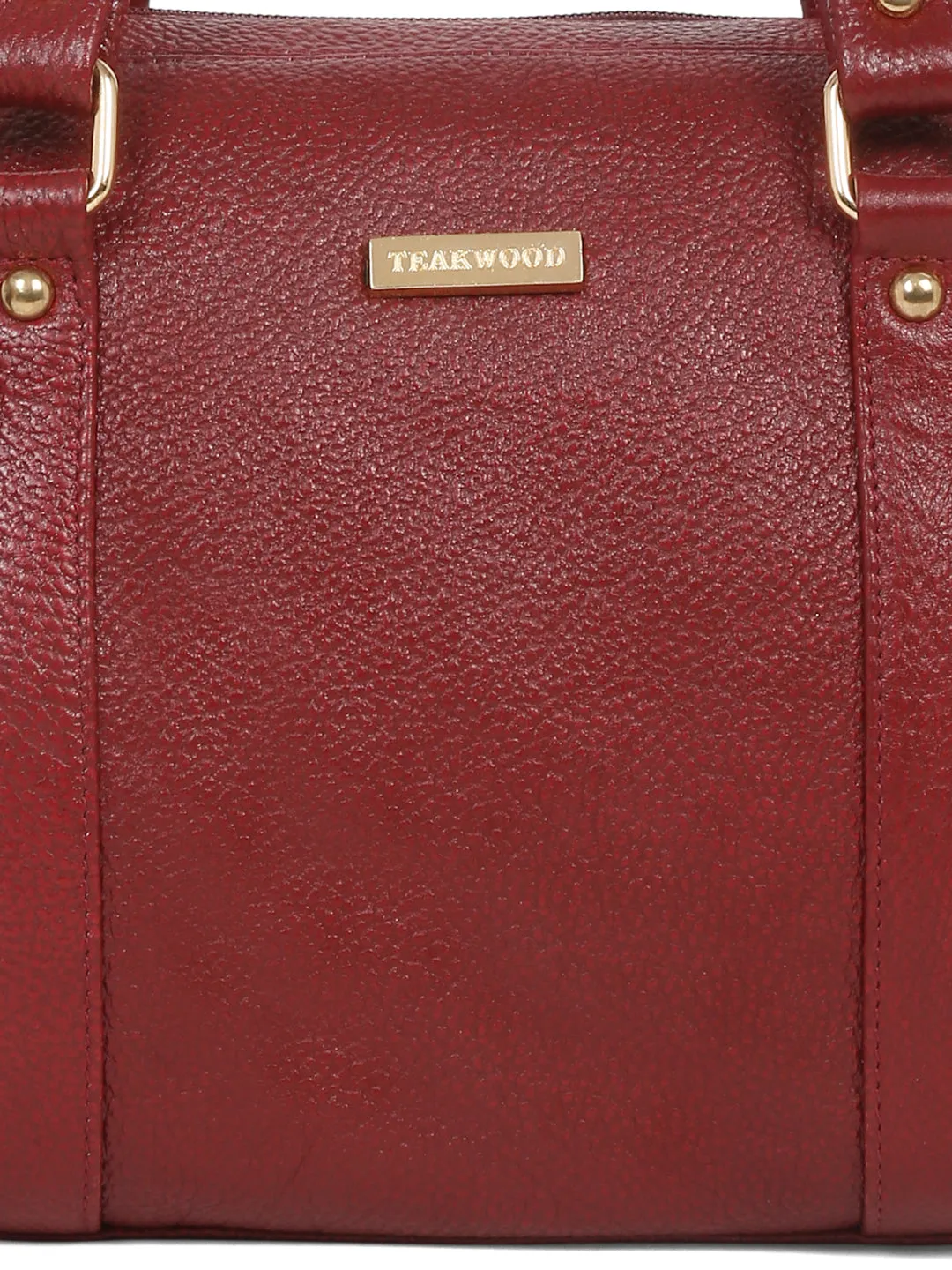 Women Red Texture Leather Structured Bag