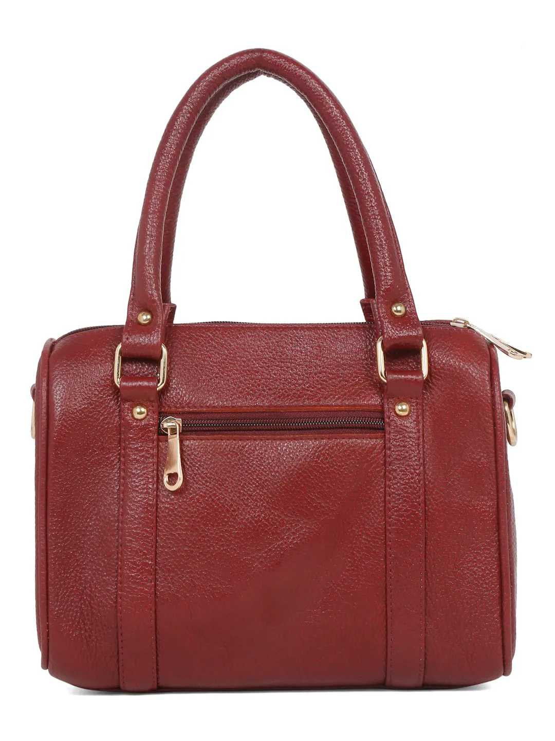 Women Red Texture Leather Structured Bag