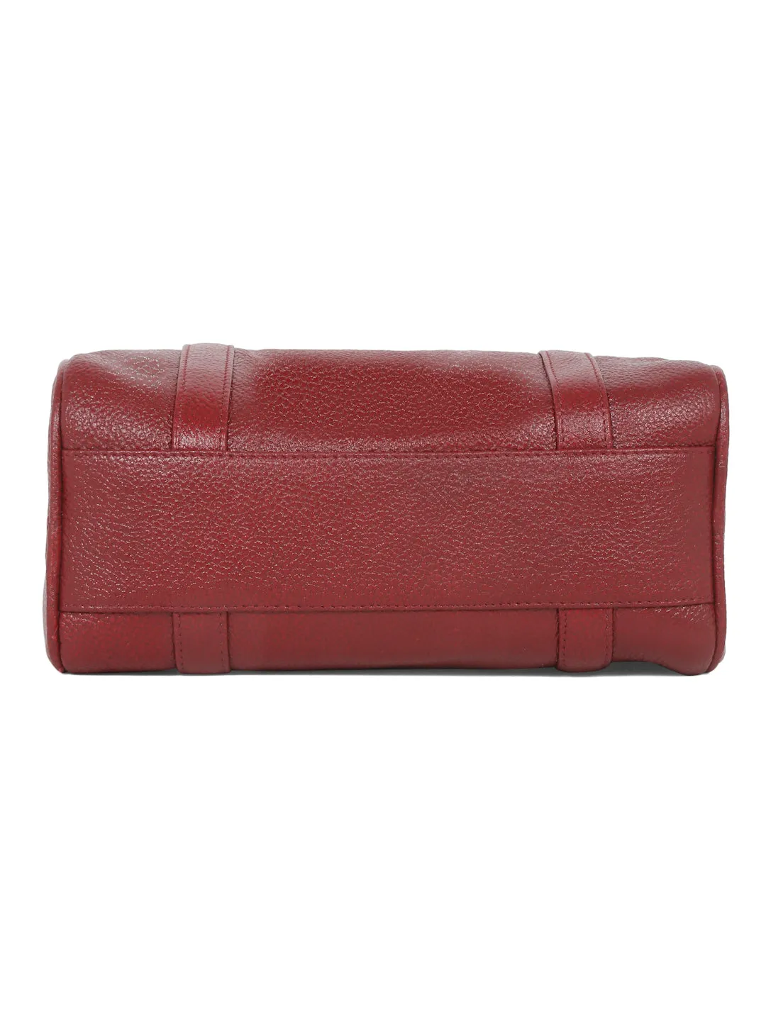 Women Red Texture Leather Structured Bag