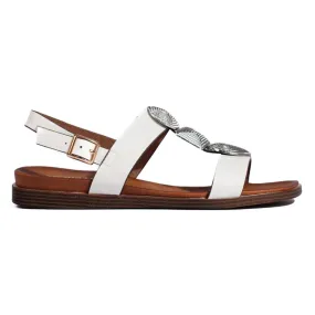 Women's white flat sandals by Sergio Leone