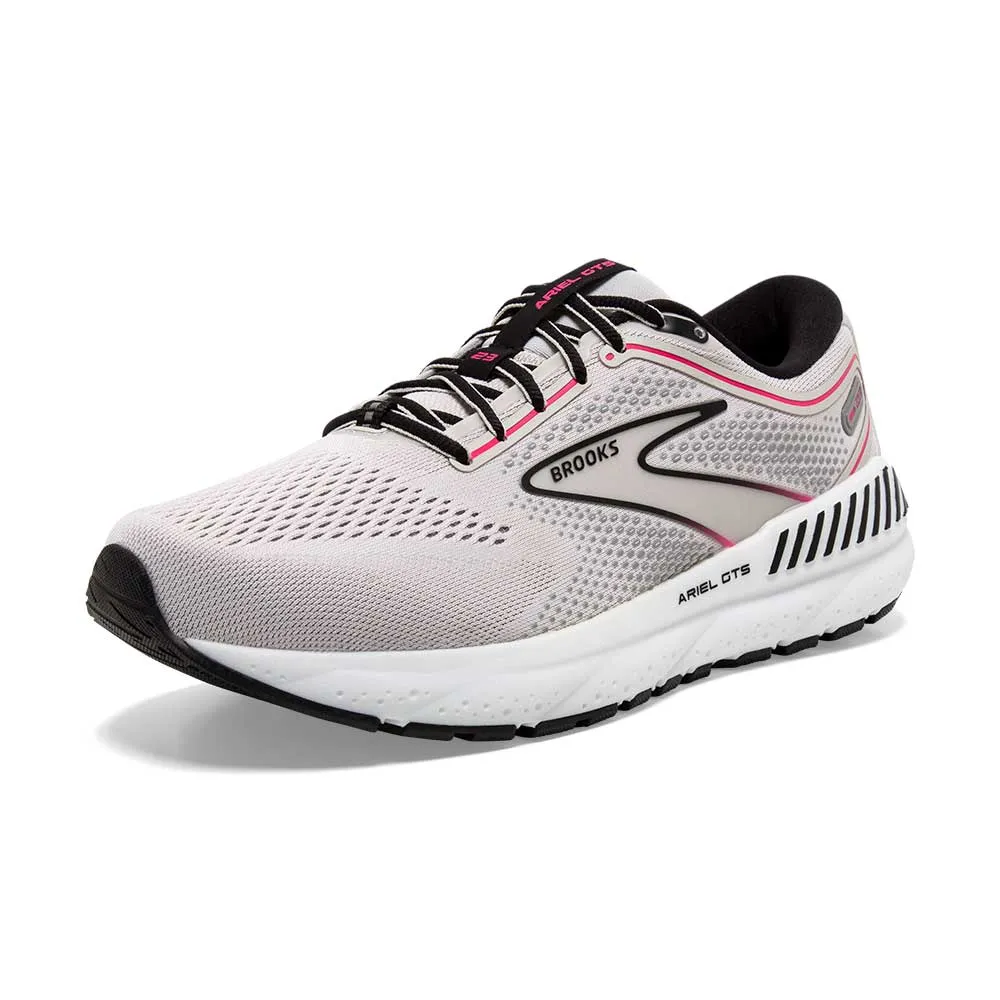 Women's Ariel GTS 23 Running Shoe - Grey/Black/Pink - Wide (D)