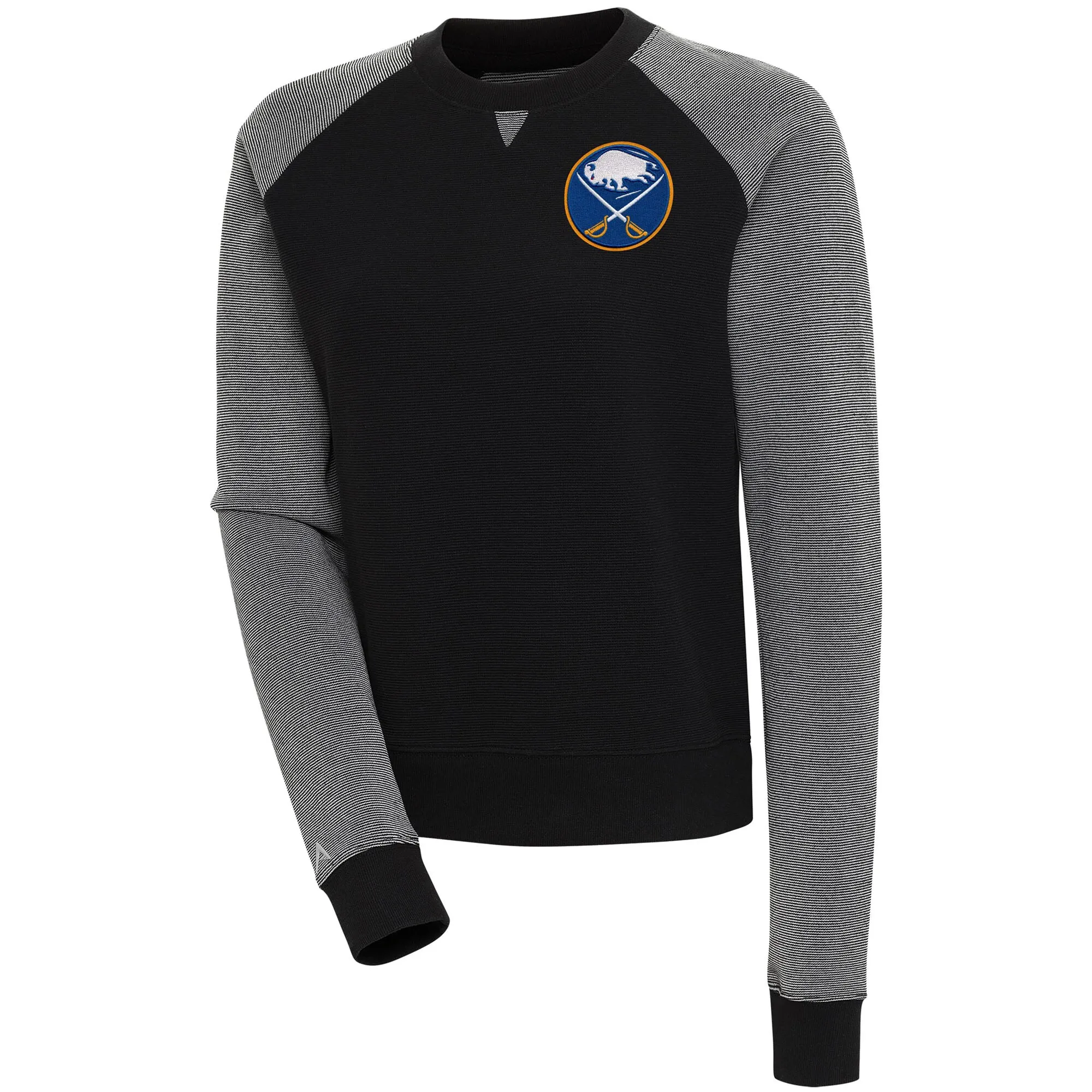 Women's Buffalo Sabres  Antigua Black/White Flier Bunker Pullover Sweatshirt