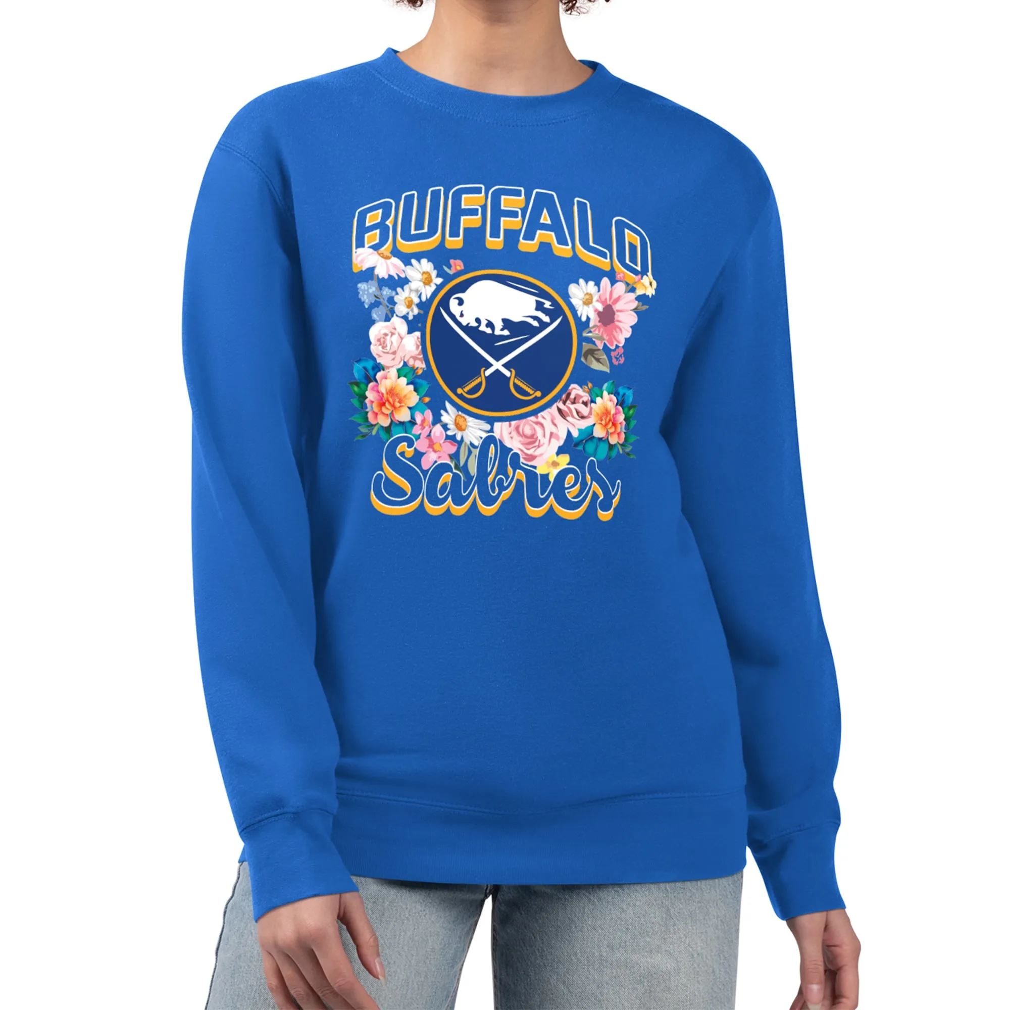 Women's Buffalo Sabres G-III 4Her by Carl Banks Royal Flower Logo Pullover Sweatshirt