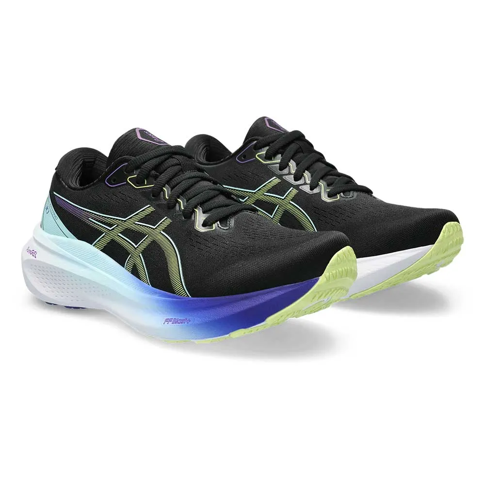 Women's Gel-Kayano 30 Running Shoe - Black/Glow Yellow- Wide (D)