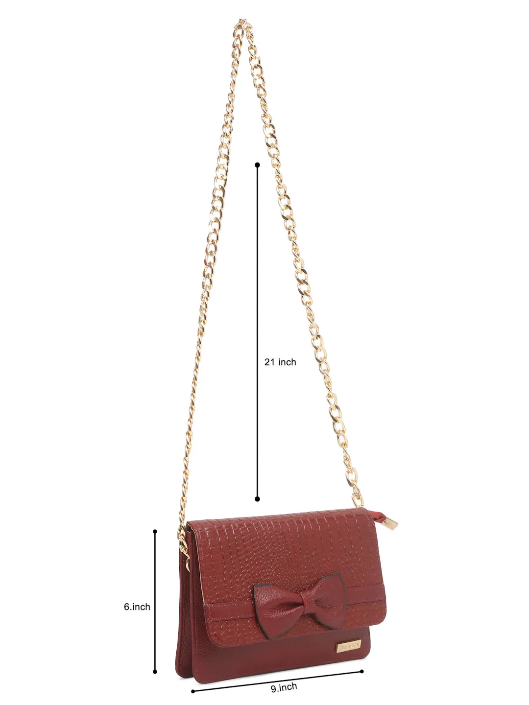 Women's textured Leather Sling Bag With Bow